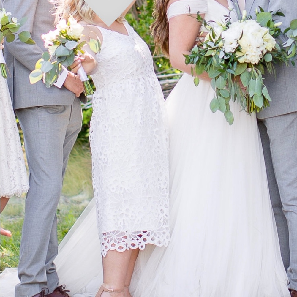 ASOS White Floral Lace Midi Dress - Picture 3 of 8
